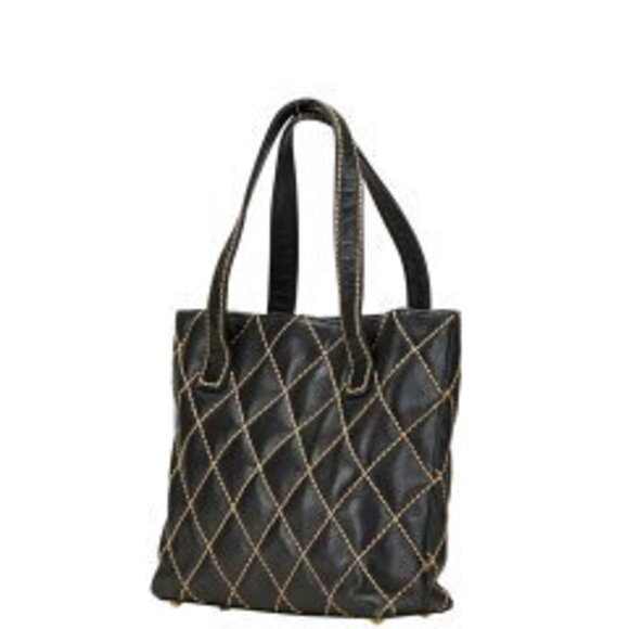 Chanel Handbags - Chanel Mark Leather Wild Bag Coco Stitch Tote Black